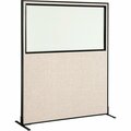 Interion By Global Industrial Interion Freestanding Office Partition Panel with Partial Window, 60-1/4inW x 96inH, Tan 695790FWTN